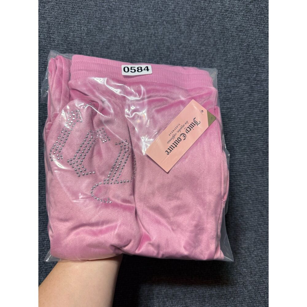 Juicy Couture NWT Pink Velour Pajama Pants Rhinestone Bling Logo Back Small - Picture 11 of 11